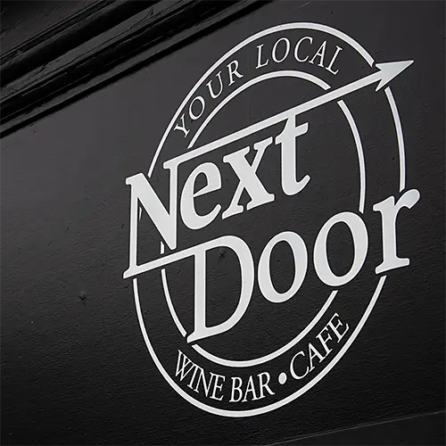next-door-wine-bar-sign--by-knaresborough-graphics flat Cut Vinyl show front signage